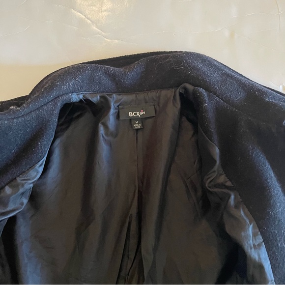 Black Button-front Felt Satin Lined Girls Midi Jacket - Picture 9 of 9